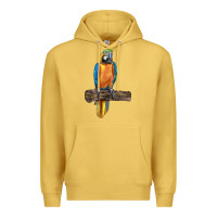 Antique Gold blue throated macaw Premium Hoodie - LillyAllenDesigns