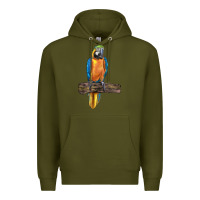 Army Green blue throated macaw Premium Hoodie - LillyAllenDesigns