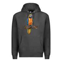 Charcoal Heather blue throated macaw Premium Hoodie - LillyAllenDesigns