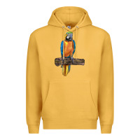 Mustard blue throated macaw Premium Hoodie - LillyAllenDesigns