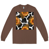 Chestnut cowhide leopard sunflower seamless pattern Long Sleeve Tee - BundleAndBundleShop