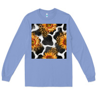 Cowhide Leopard Sunflower Seamless Pattern Long Sleeve Tee | Teevron