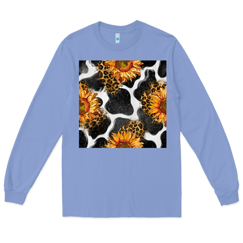 Cowhide Leopard Sunflower Seamless Pattern Long Sleeve Tee by BundleAndBundleShop | Teevron