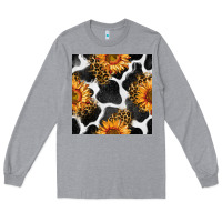 Heather Grey cowhide leopard sunflower seamless pattern Long Sleeve Tee - BundleAndBundleShop