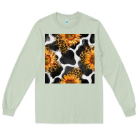 Matcha cowhide leopard sunflower seamless pattern Long Sleeve Tee - BundleAndBundleShop