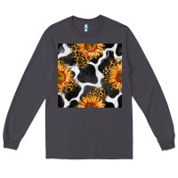 Smoke cowhide leopard sunflower seamless pattern Long Sleeve Tee - BundleAndBundleShop