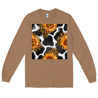 Toasted Coconut cowhide leopard sunflower seamless pattern Long Sleeve Tee - BundleAndBundleShop
