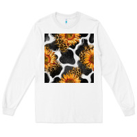 White cowhide leopard sunflower seamless pattern Long Sleeve Tee - BundleAndBundleShop