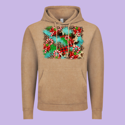 Christmas Plaid Turquoise Glitter Cowhide Vintage Hoodie Designed By Fadigitalartstudio