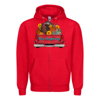 Red thanksgiving truck turkey pumpkin Zipper Hoodie - AdoDesignShop
