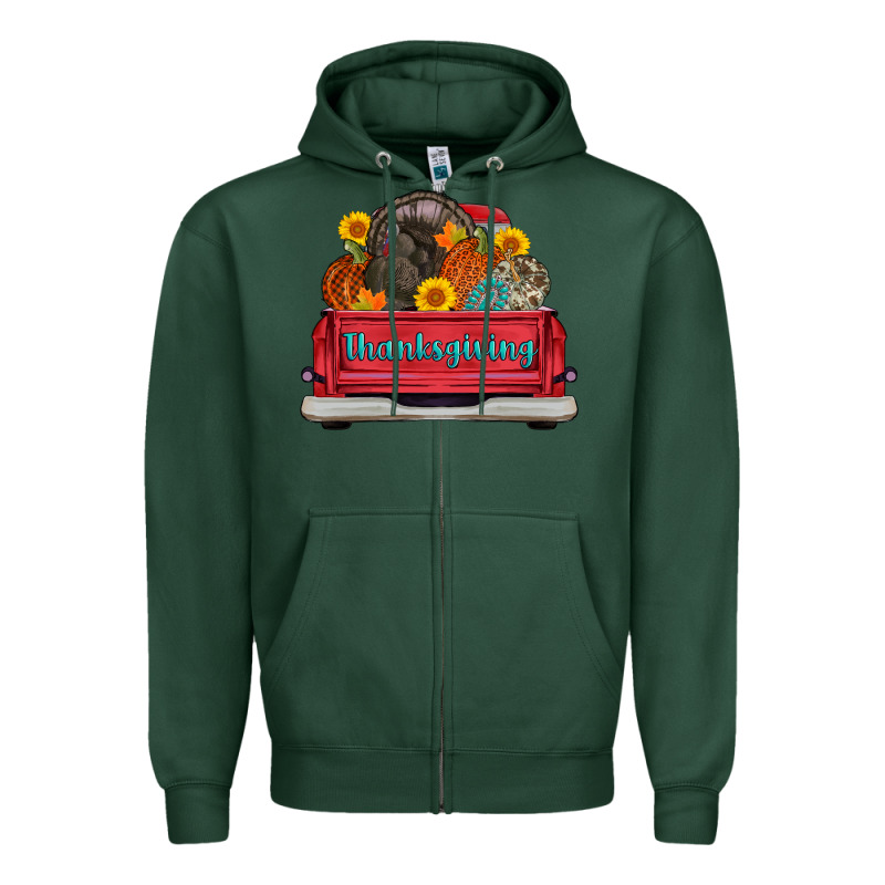 Thanksgiving Truck Turkey Pumpkin Zipper Hoodie by AdoDesignShop | Teevron