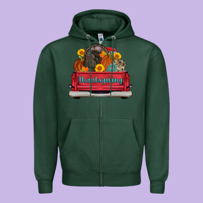 Thanksgiving Truck Turkey Pumpkin Zipper Hoodie Designed By Adodesignshop