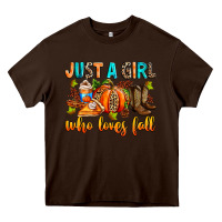 Chocolate Brown Just a girl who loves Fall Heavy Core Tee - RanaPortraitStore