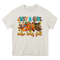 Cream Just a girl who loves Fall Heavy Core Tee - RanaPortraitStore
