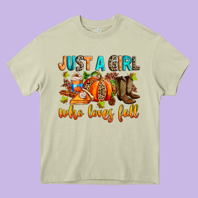 Just A Girl Who Loves Fall Heavy Core Tee Designed By Ranaportraitstore