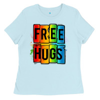 Baby Blue free hugs Ladies Tee - OliviaCreatesArt
