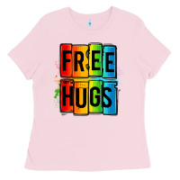 Bubblegum Pink free hugs Ladies Tee - OliviaCreatesArt