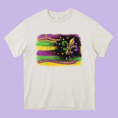 Mardi Gras Flag Heavy Core Tee Designed By Cowgirlartshop