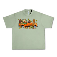 Oil Green thanksgiving truck with gnome bbs Urban Heavy Tee - BundleAndBundleShop