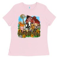 Bubblegum Pink farm life olivia Ladies Tee - OliviaCreatesArt