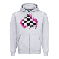 Heather Grey race flag glitter patch Zipper Hoodie - AdoDesignShop