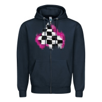 Navy race flag glitter patch Zipper Hoodie - AdoDesignShop