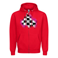 Red race flag glitter patch Zipper Hoodie - AdoDesignShop