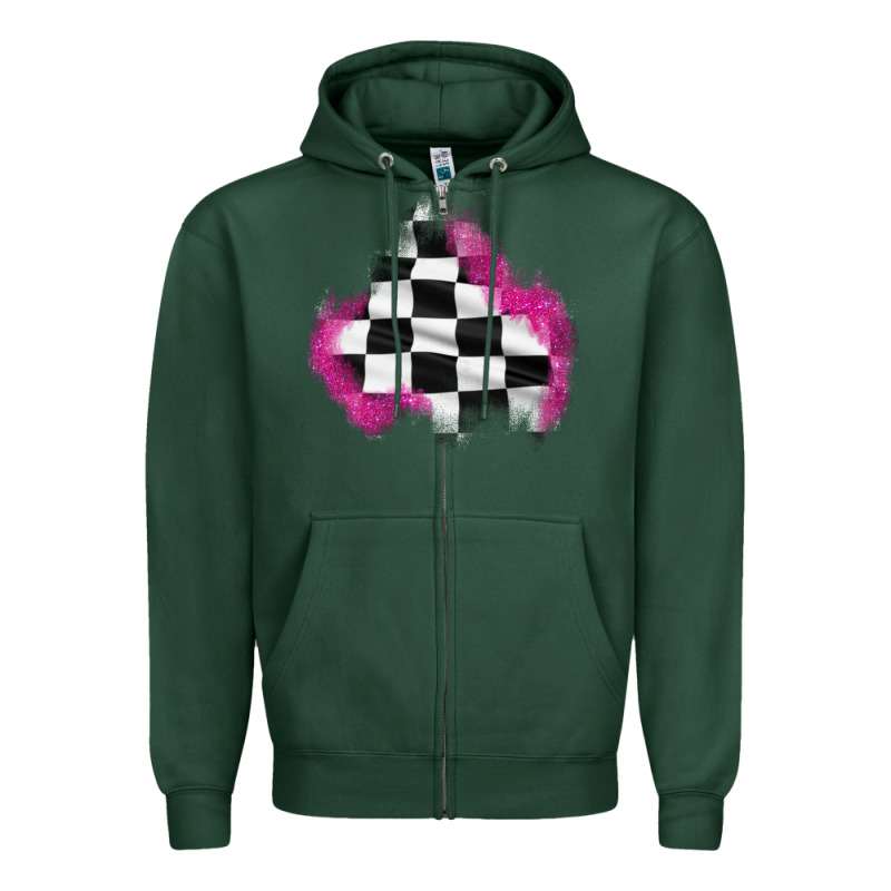 Race Flag Glitter Patch Zipper Hoodie by AdoDesignShop | Teevron