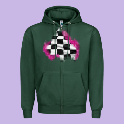 Race Flag Glitter Patch Zipper Hoodie Designed By Adodesignshop