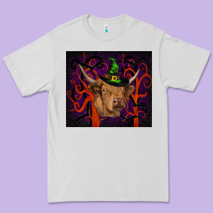 Halloween Glitter Highland Cow Tumbler Premium Tee Designed By Ranaportraitstore