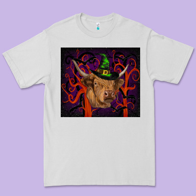 Halloween Glitter Highland Cow Tumbler Premium Tee Designed By Ranaportraitstore