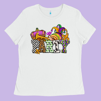 Mardi Gras  Party Olivia Ladies Tee Designed By Oliviacreatesart