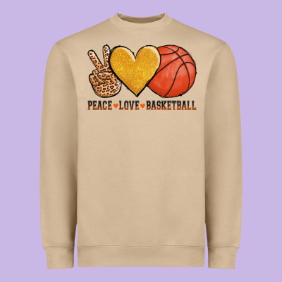 Peace Love Basketball Heavyweight Sweatshirt Designed By Adodesignshop