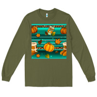 Army Green autumn seamless pattern Long Sleeve Tee - BundleAndBundleShop