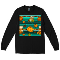 Black autumn seamless pattern Long Sleeve Tee - BundleAndBundleShop