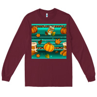 Burgundy autumn seamless pattern Long Sleeve Tee - BundleAndBundleShop