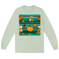 Matcha autumn seamless pattern Long Sleeve Tee - BundleAndBundleShop