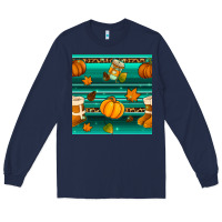 Navy autumn seamless pattern Long Sleeve Tee - BundleAndBundleShop