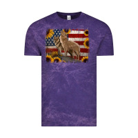 Cloud Purple American Wolves with Sunflower Background Png Vintage Tee - Jasminsmagicworld