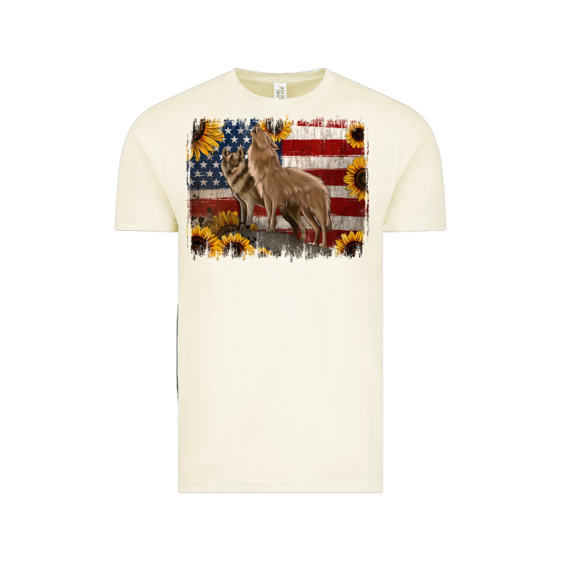 American Wolves With Sunflower Background Png Vintage Tee by Jasminsmagicworld | Teevron