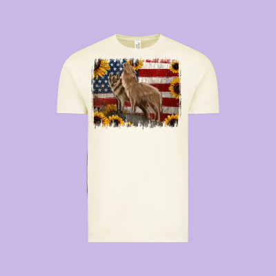 American Wolves With Sunflower Background Png Vintage Tee Designed By Jasminsmagicworld
