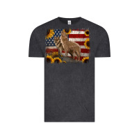 Vintage Black American Wolves with Sunflower Background Png Vintage Tee - Jasminsmagicworld