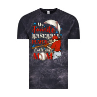 Cloud Black My favorite baseball player calls me mom Vintage Tee - FaDigitalArtStudio