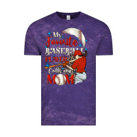Cloud Purple My favorite baseball player calls me mom Vintage Tee - FaDigitalArtStudio