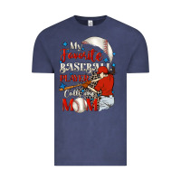 Vintage Denim My favorite baseball player calls me mom Vintage Tee - FaDigitalArtStudio