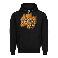 Black leopard glitter patch Zipper Hoodie - AdoDesignShop