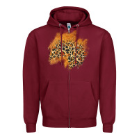Burgundy leopard glitter patch Zipper Hoodie - AdoDesignShop