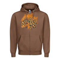 Chestnut leopard glitter patch Zipper Hoodie - AdoDesignShop