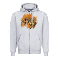 Heather Grey leopard glitter patch Zipper Hoodie - AdoDesignShop
