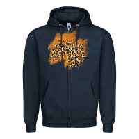 Navy leopard glitter patch Zipper Hoodie - AdoDesignShop